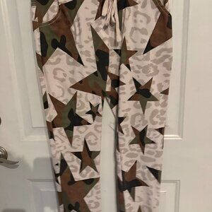 Cream/Camo Print Pull On Magic Pants
